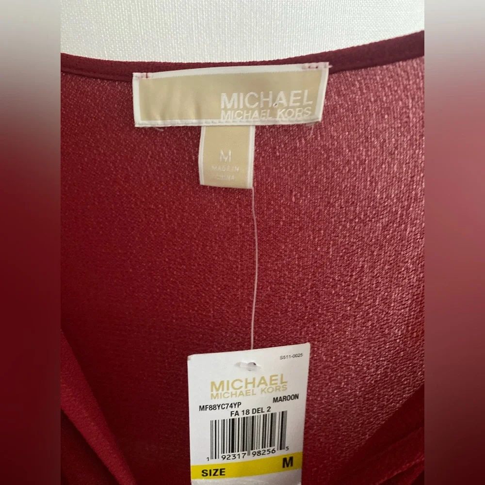 Michael Kors Red Golden Boho Studs Holiday Flowy Tunic Mini Dress size M - Picture 10 of 16